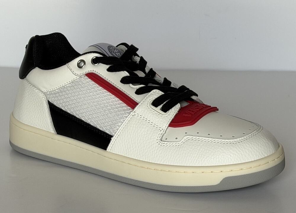 Versace Low Top Leather Sneakers White/Black/Red Men 10 US (43) IT 1022558 NIB